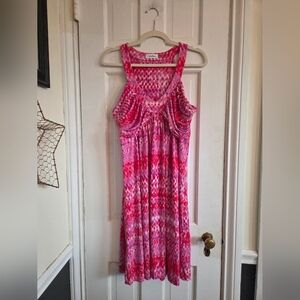 Calvin Klein Pink and Purple Patterned Dress